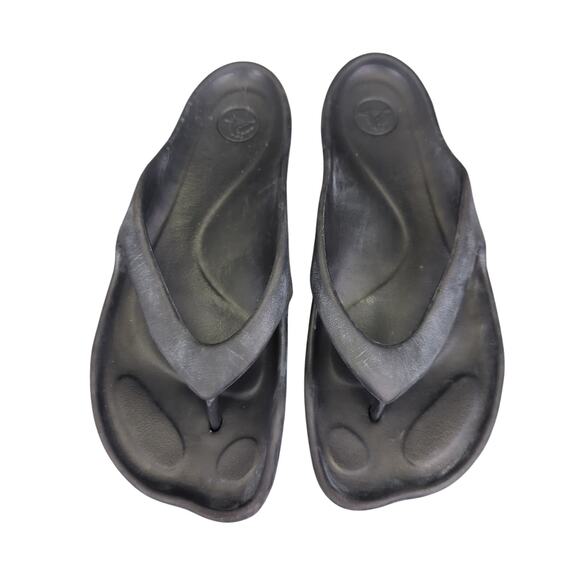 Crocs ABF Almost Barefoot Black Flip-flops Thong Sandals Women's Size 7 Recovery - Picture 4 of 7